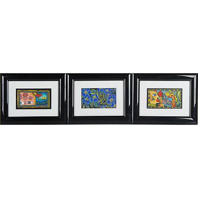 Three Original Oil and Ink Works