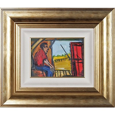 Pro Hart (1928-2006) The Wool Press Oil on Board