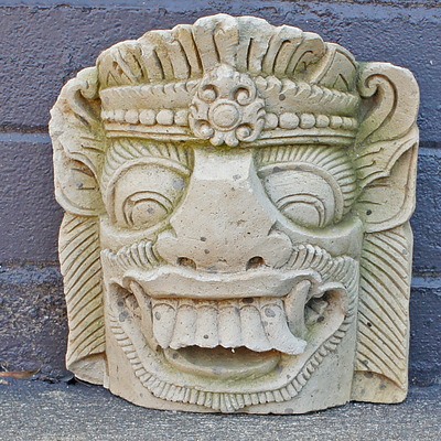 Carved and Moulded Composite Balinese Style Demon Wall Mask