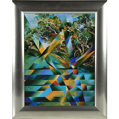 David Voigt (1944-) Riverside Reflected Oil on Canvas