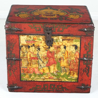 Chinese Polychromed Lacquered Painted Box