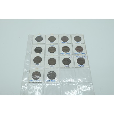 Thirty Two Australian Pennies From 1936 to 1964