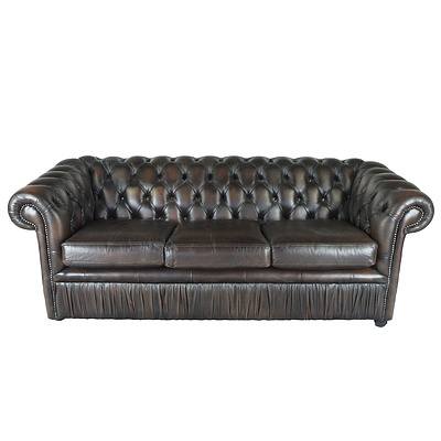 Gascoigne Brown Buttoned Leather Chesterfield