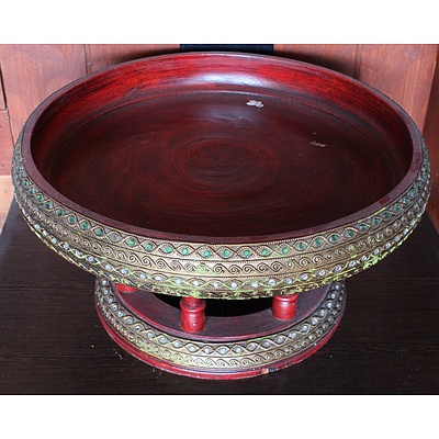 Lacquered Bowl with Ornate Stand