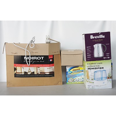 Breville Quiet Kettle, Eurolab Ultrasonic Humidifier, Noirot Heater, Deluxe Scrubber, and more