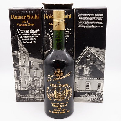 Three Bottles of Kaiser Stuhl Commemorative 1973 Vintage Port 738ml