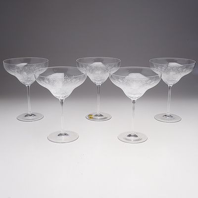 Five Rosenthal Romance II Saucer Champagne Glasses