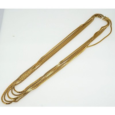 Gold Coloured Six Chain Necklace, Contemporary Dream Catcher Style Pendant, Imitation Pearls and More 