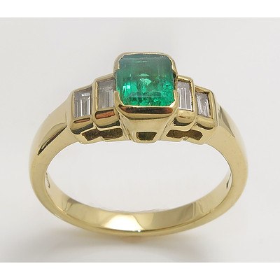 18ct Gold Emerald & Diamond Ring