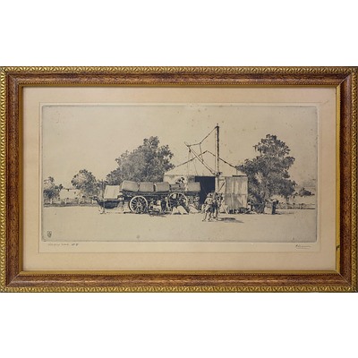 Alfred Edward Warner (1879-1968) Loading Wool Etching