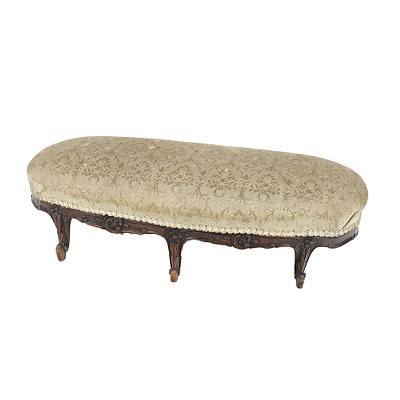 Antique French Louis Style Carved Oak Footstool Late 19th Century