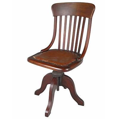 Antique Beech Swivel Chair Early 20th Century