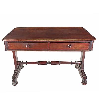 Early Victorian Mahogany Two Drawer Writing Table Circa 1840