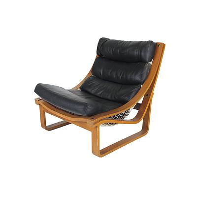 Tessa T4 Black Leather Armchair Designed by Fred Lowen