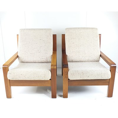 Pair of Vintage Post and Rail Style Solid Tasmanian Blackwood Armchairs