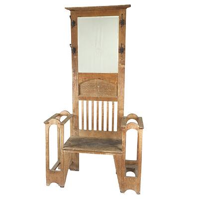 English Oak Arts and Crafts Hallstand Early 20th Century