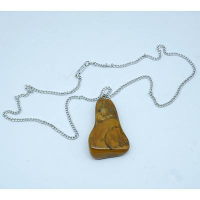 Aboriginal Polished Stone on Silver Chain, Made by Post-Primary Class at Papunya