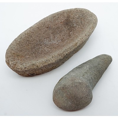 Aboriginal Seed Grinding Stone and Pestle