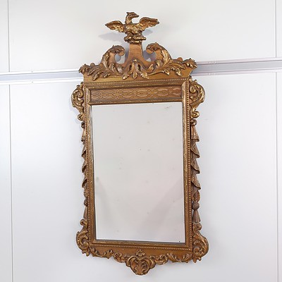 Regency Style Carved Giltwood Pier Mirror with Eagle Crest Late 19th Century