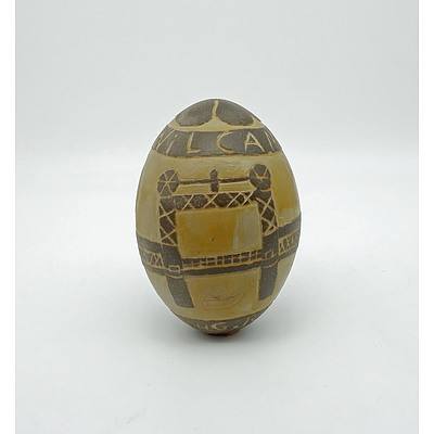 Aboriginal Carved Emu Egg by Bill Bates