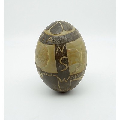 Aboriginal Carved Emu Egg by Bill Bates