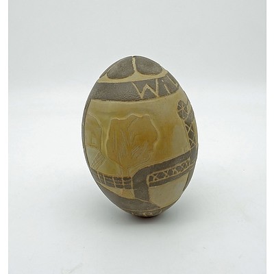 Aboriginal Carved Emu Egg by Bill Bates
