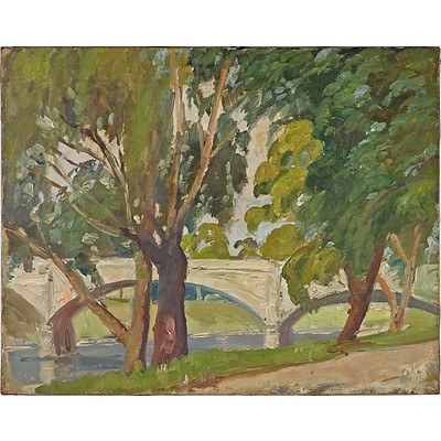 Evelyn Roadknight (1892-1974) Anderson St South Yarra, Oil on Canvas