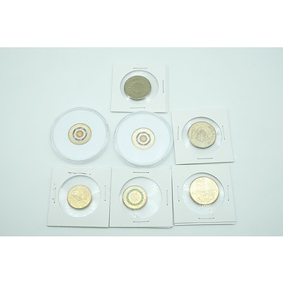 Seven Australian 1 Dollar and 2 Dollar Commemorative Coins