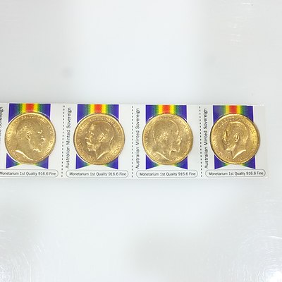 Five Encased Australian Minted Gold Sovereigns No. 03786