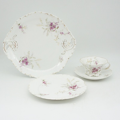 Versailles Purple Violet Design Six Person Tea Set