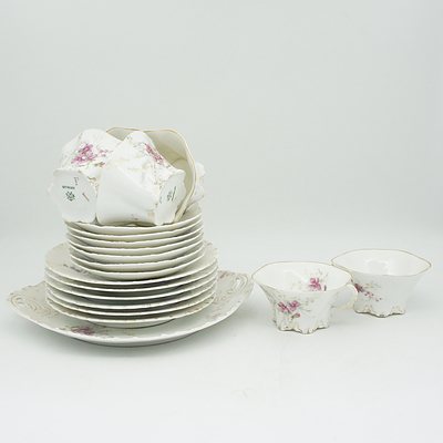 Versailles Purple Violet Design Six Person Tea Set