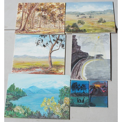 Group of Oil on Canvas Boards and One Watercolour