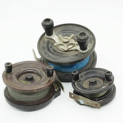 Three Vintage Fishing Reels, Including Fleelite and Capstan