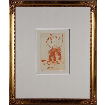 Clifton Pugh (1924-1990) Untitled Black Boy Plants Sepia Etching