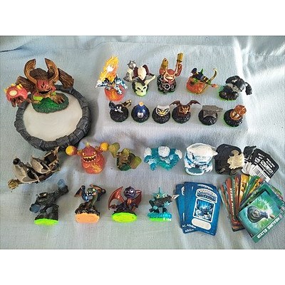 22 Skylander figures with portal of power, trading cards, sticker sheets and web codes