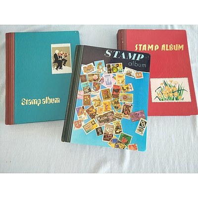 3 x stamp albums with assorted international and Australian stamps
