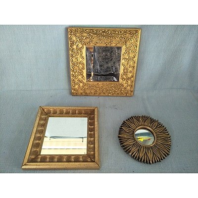 3 x mirrors in golden frames