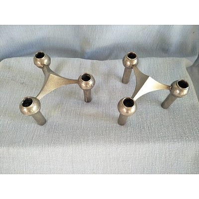 2 Metal Triple Candle Holders