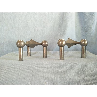 2 Metal Triple Candle Holders