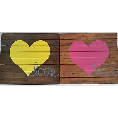 Hardwood Love Wall Decorations - Lot of Two