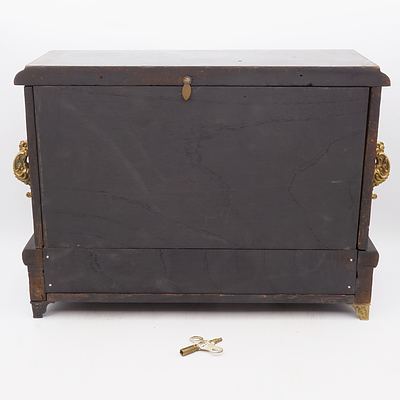 Welch Painted Timber Mantle Clock with Column and Faux Marble Detailing