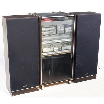 AWA SM34 Turntable with Mobile Cabinet and Speakers