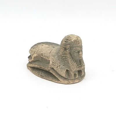 Egyptian Carved Stone Scarab Sphinx with Hieroglyphs, 'Grand Tour' Period Early 20th Century
