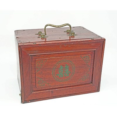 Chinese Mahjong Set in Original Hardwood Carry Box