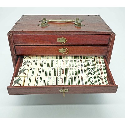 Chinese Mahjong Set in Original Hardwood Carry Box