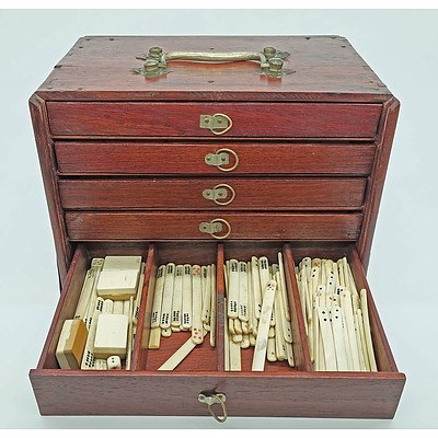 Chinese Mahjong Set in Original Hardwood Carry Box
