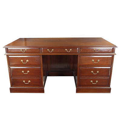 Mahogany Kneehole Pedestal Partners Desk