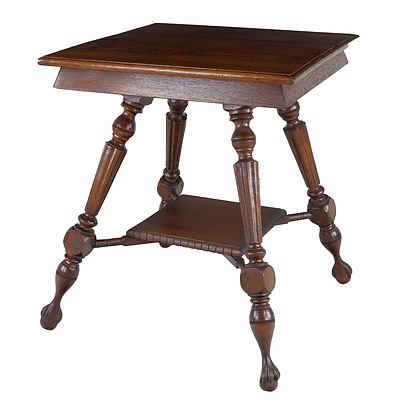 American American Oak Lamp Table Circa 1920's