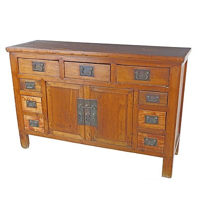 Chinese Pine and Elm Altar Cabinet, Late 20th Century