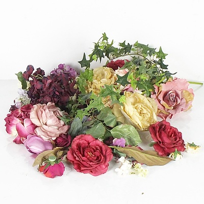 Large Group of Decorative Flowers Including a Large Bouquet in a Vase